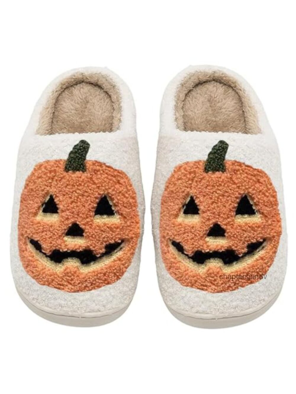 Halloween Pumpkin Slippers Plush Warm Spooky Lantern House Shoes
